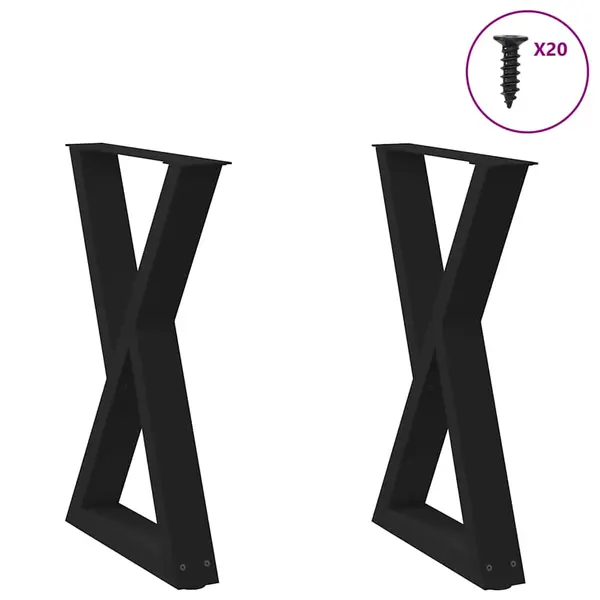 Gossi picioare pentru masa 2 buc negru 50x(72-73,3) cm otel
