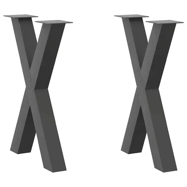 Gossi picioare pentru masa in forma de x 2 buc antracit otel