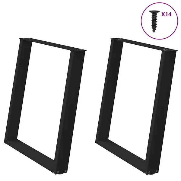Gossi picioare pentru masa in forma u 2 buc negru 70x(72-73) cm otel