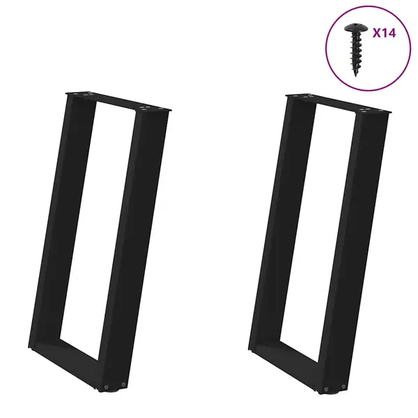 Gossi picioare pentru masa in forma u 2 buc negru 70x(72-73) cm otel