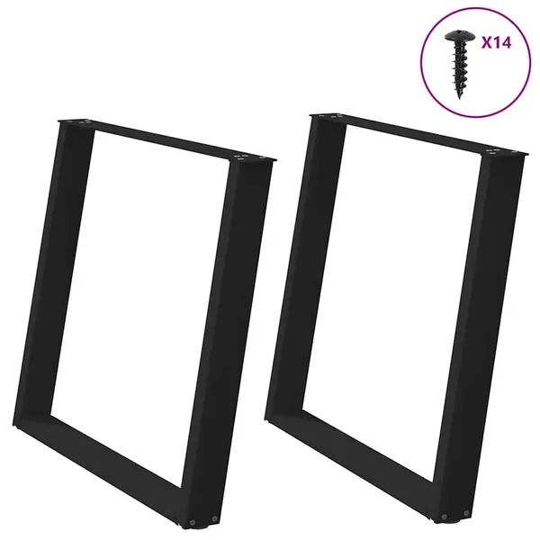 Gossi picioare pentru masa in forma u 2 buc negru 90x(72-73) cm otel