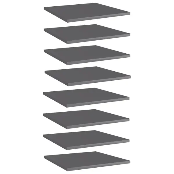 Gossi placi biblioteca, 8 buc., gri extralucios, 40 x 40 x 1,5 cm pal
