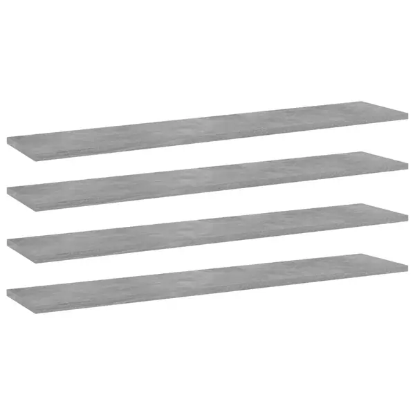 Gossi placi biblioteca, gri beton, 4 buc, 100 x 20 x 1,5 cm, pal