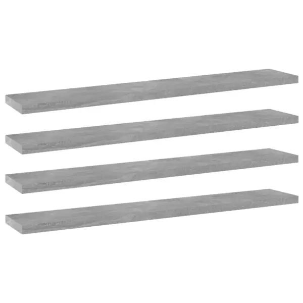 Gossi placi biblioteca, gri beton, 4 buc, 60 x 10 x 1,5 cm, pal