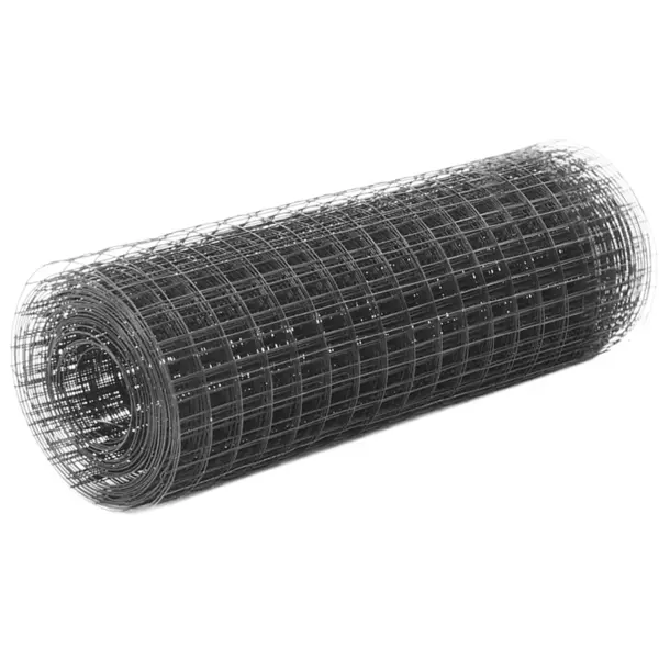Gossi plasa de sarma gaini, gri, 10 x 0,5 m, otel cu invelis pvc