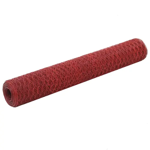 Gossi plasa de sarma gaini, rosu, 25 x 1 m, otel cu invelis pvc