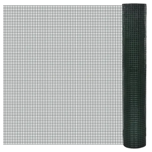 Gossi plasa de sarma gaini, verde, 10 x 1 m, otel galvanizat cu pvc