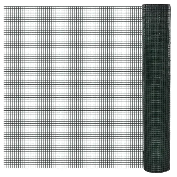 Gossi plasa de sarma gaini, verde, 10 x 1 m, otel galvanizat cu pvc