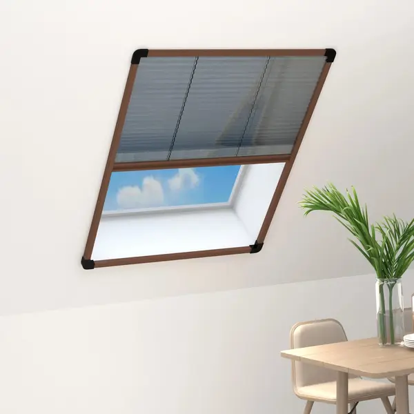 Gossi plasa insecte plisse pentru ferestre, maro, 80x100 cm, aluminiu