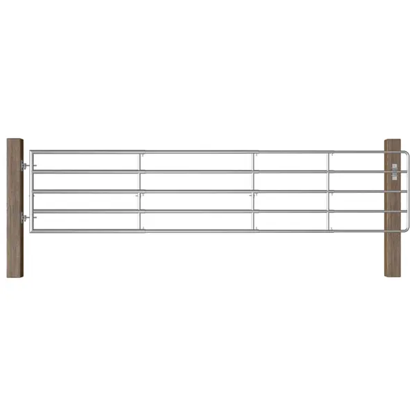 Gossi poarta de camp cu 5 bare, argintiu, (150-400) x 90 cm, otel