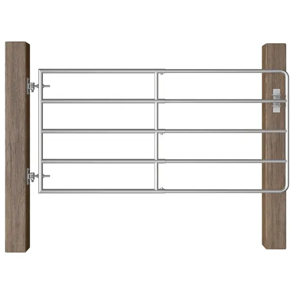 Gossi poarta de camp cu 5 bare, argintiu, (95-170) x 90 cm, otel