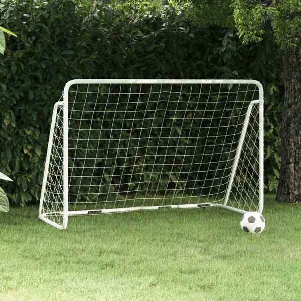 Gossi poarta de fotbal cu plasa, alb, 180x90x120 cm, otel