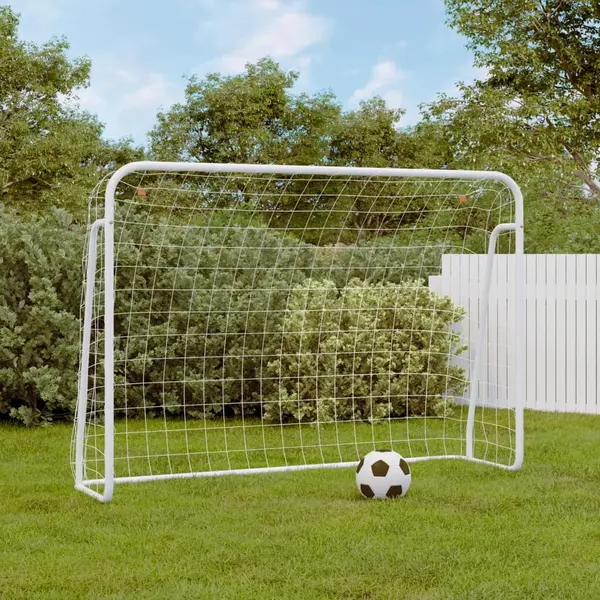 Gossi poarta de fotbal cu plasa, alb, 214x75x152 cm, otel/poliester