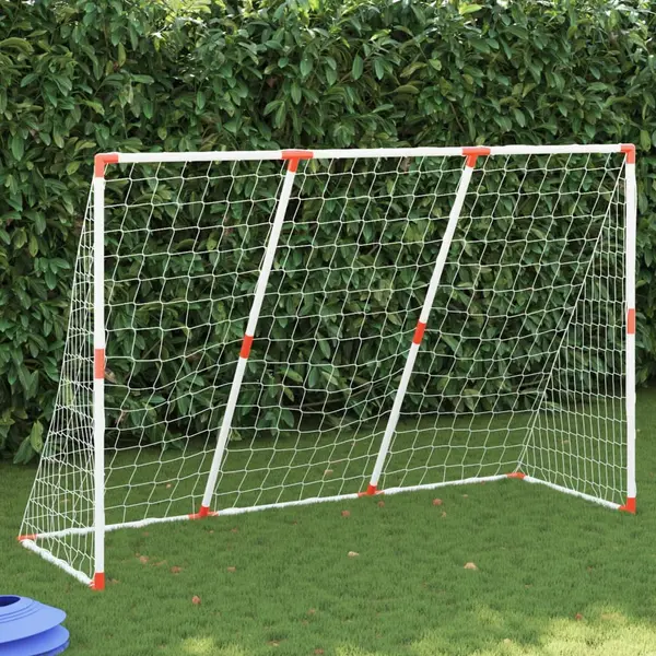 Gossi poarta de fotbal pentru copii cu mingi 2-in-1 alb 184x64x124 cm