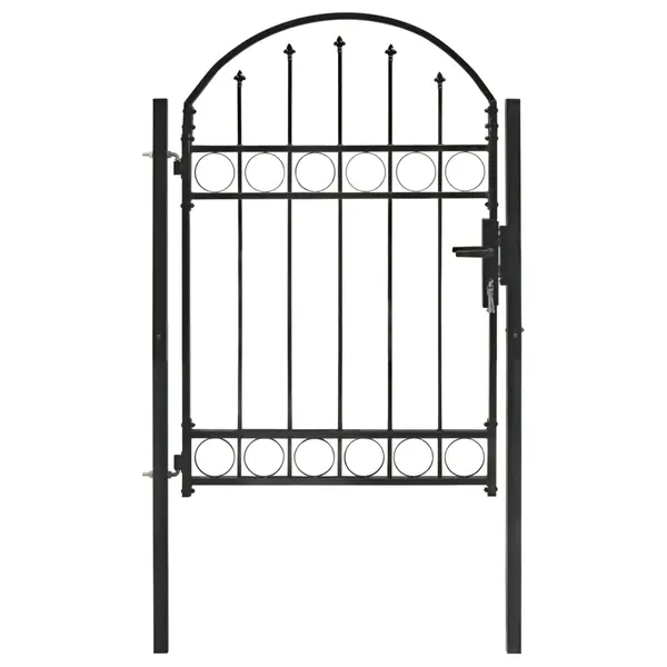 Gossi poarta de gard cu arcada, negru, 100 x 125 cm, otel