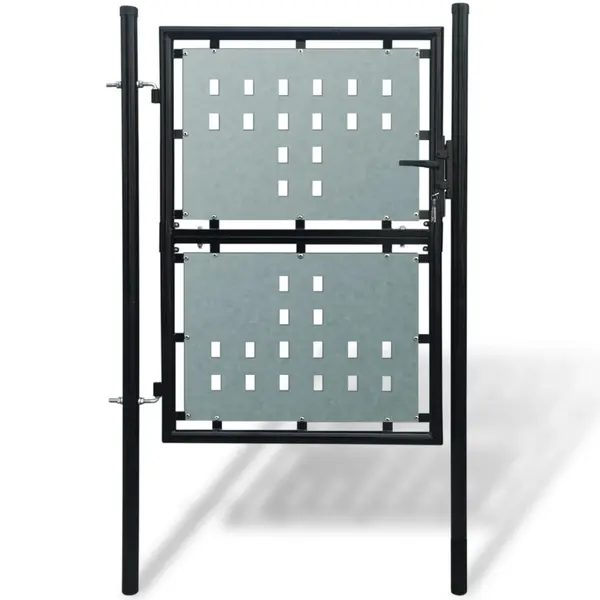 Gossi poarta de gard cu o usa, negru, 100x200 cm
