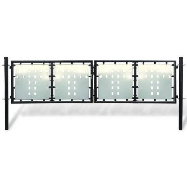 Gossi poarta de gard cu o usa, negru, 300x125 cm