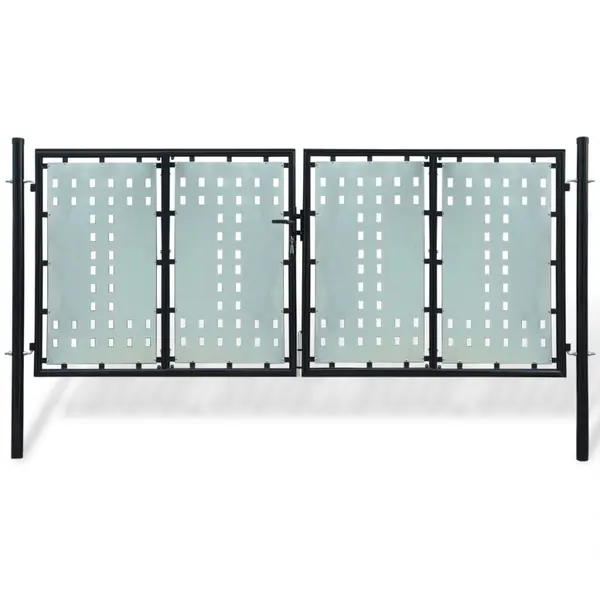 Gossi poarta de gard cu o usa, negru, 300x175 cm