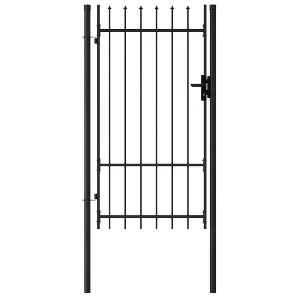 Gossi poarta de gard cu o usa, varf ascutit, negru, 1x1,75 m, otel