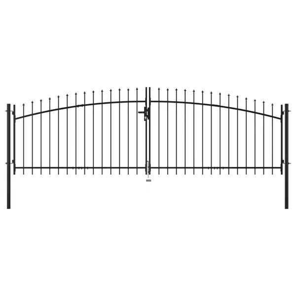 Gossi poarta de gard cu usi duble, cu varfuri de sulita, 400 x 175 cm