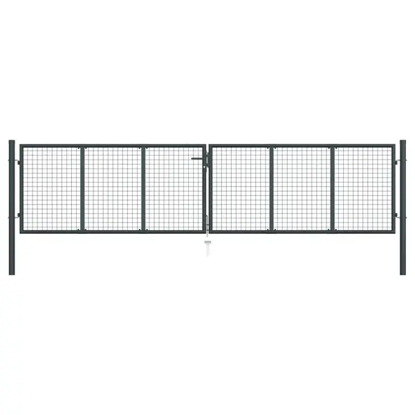 Gossi poarta de gradina din plasa, gri, 400 x 125 cm, otel galvanizat