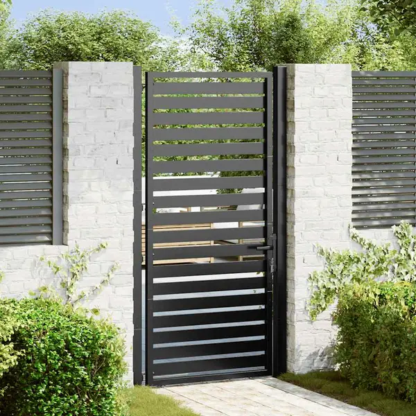 Gossi poarta de gradina incuiata neagra 100x180 cm aluminiu