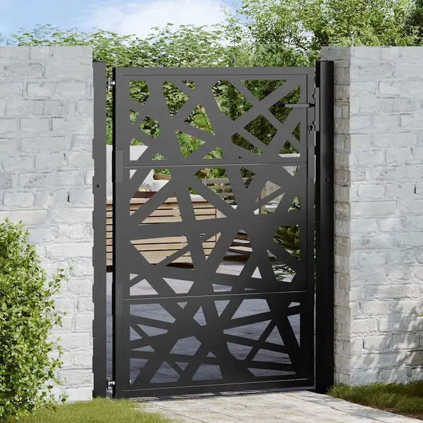 Gossi poarta de gradina neagra 105x130 cm design cu lumina din otel