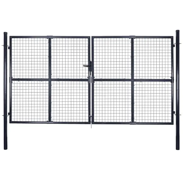Gossi poarta din plasa de gradina, gri, 289x200 cm, otel galvanizat