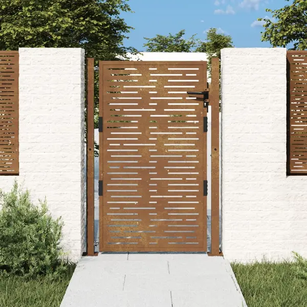 Gossi poarta pentru gradina, 105x155 cm, otel corten, dreptunghiuri