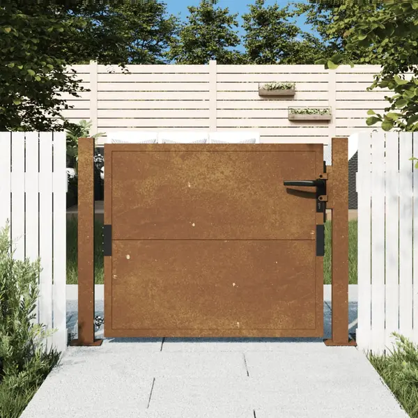 Gossi poarta pentru gradina, 105x80 cm, otel corten