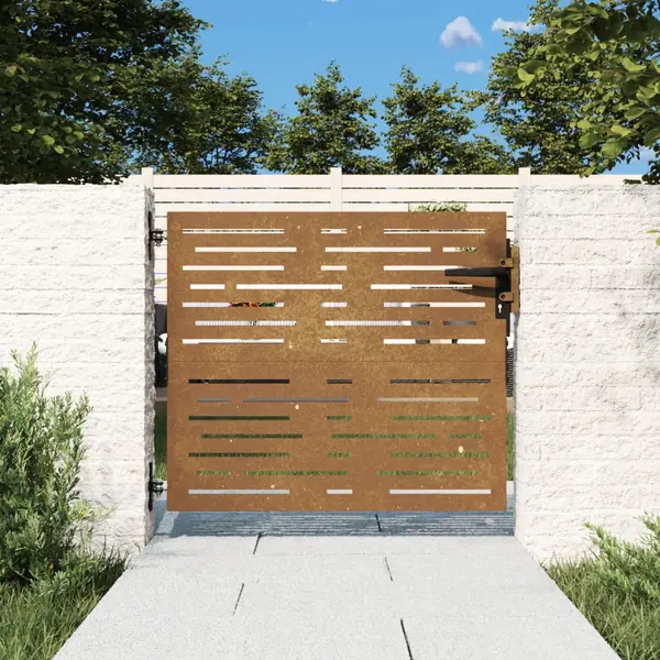 Gossi poarta pentru gradina, 85x75 cm, otel corten, dreptunghiuri