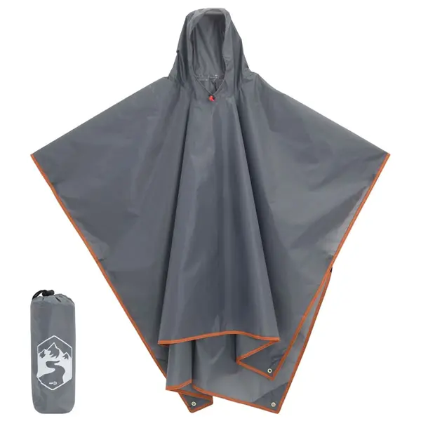 Gossi poncho ploaie cu gluga design 2 in 1 gri/portocaliu 223x145 cm