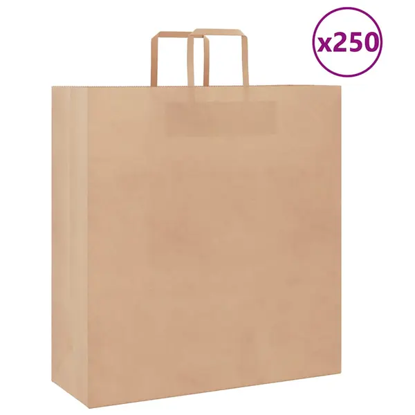 Gossi pungi de hartie 250 buc cu manere maro 45x17x48 cm