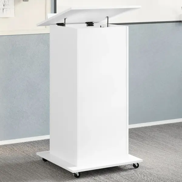 Gossi pupitru cu roti si sertar alb 55x55x107 cm lemn prelucrat