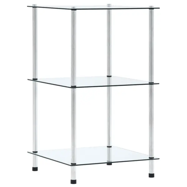 Gossi raft cu 3 niveluri, transparent, 40x40x67 cm, sticla securizata
