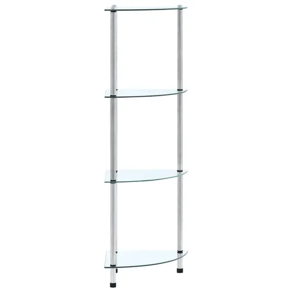 Gossi raft cu 4 niveluri transparent, 30x30x100 cm, sticla securizata