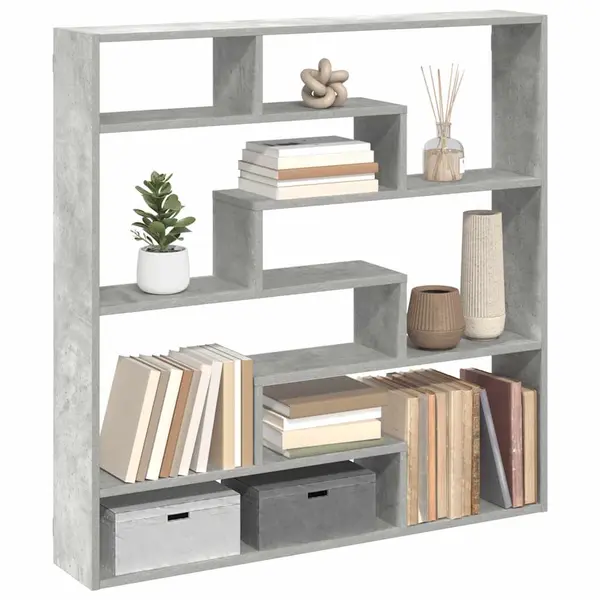Gossi raft cubic perete cu 7 compartimente gri beton lemn prelucrat