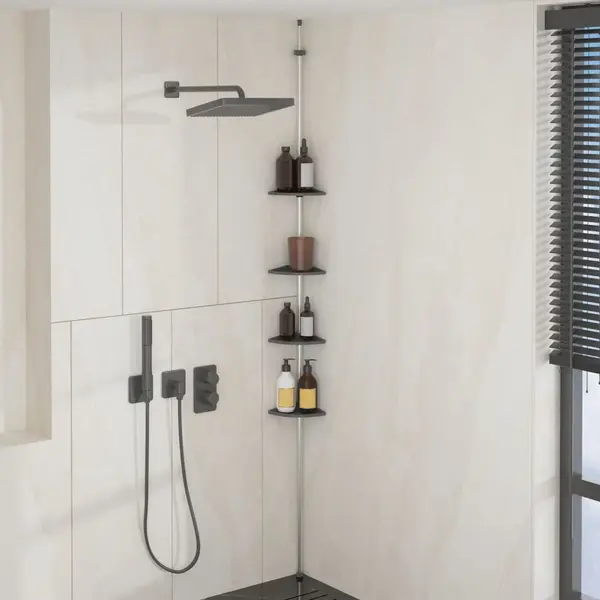 Gossi raft de colt pentru dus telescopic 4 niveluri argintiu aluminiu