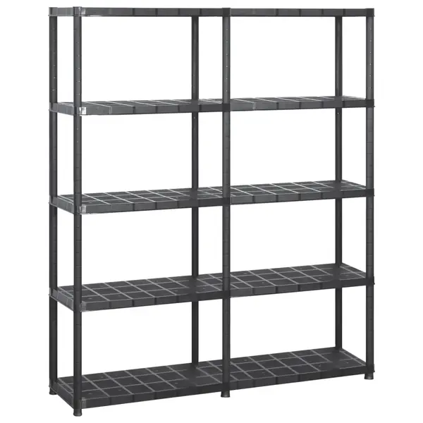 Gossi raft de depozitare cu 5 polite, negru, 142x38x170 cm, plastic