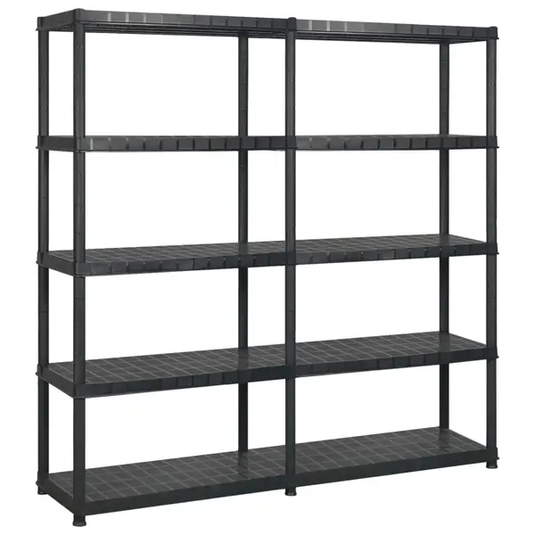 Gossi raft de depozitare cu 5 polite, negru, 170x40x185 cm, plastic