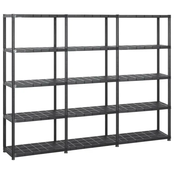 Gossi raft de depozitare cu 5 polite, negru, 213x38x170 cm, plastic