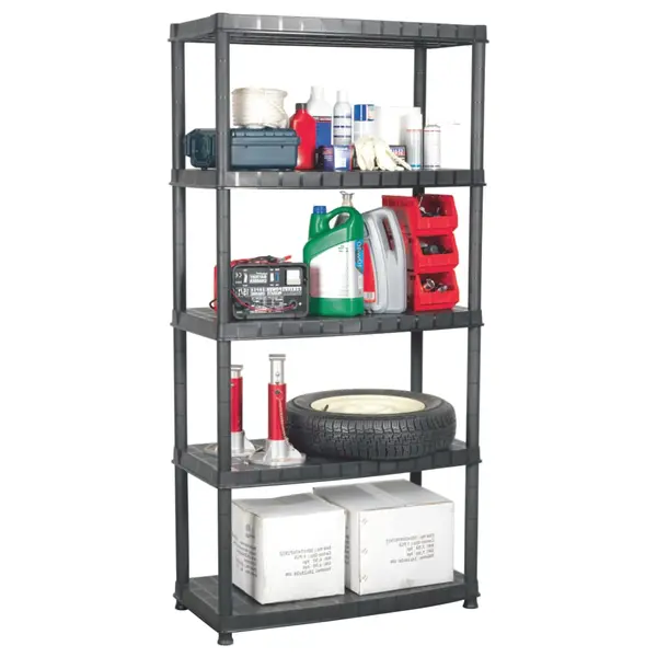 Gossi raft de depozitare cu 5 polite, negru, 91,5x45,7x185 cm plastic