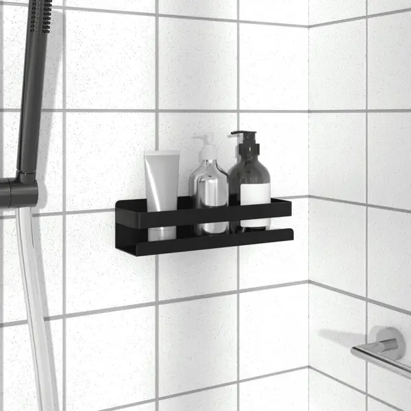 Gossi raft de dus negru mat 23x6,5x6 cm otel inoxidabil 304 periat