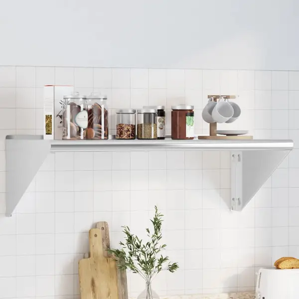Gossi raft de perete, 100x45x31 cm, argintiu, otel inoxidabil