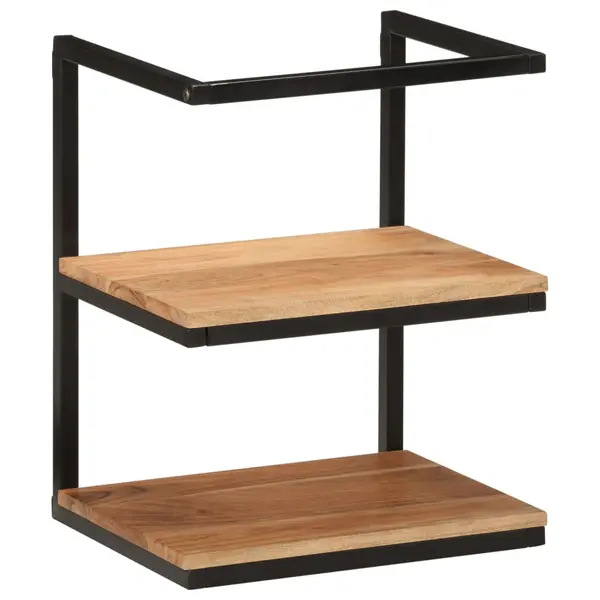 Gossi raft de perete, 40x30x50 cm, lemn masiv de acacia si fier