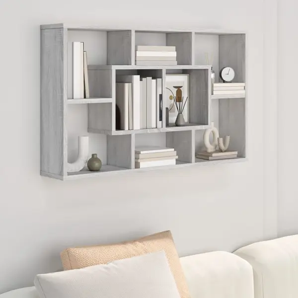 Gossi raft de perete, sonoma gri, 85x16x52,5 cm, lemn compozit