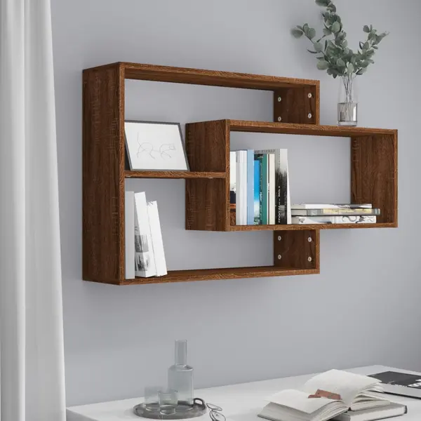 Gossi raft de perete, stejar maro, 104x20x58,5 cm, lemn compozit