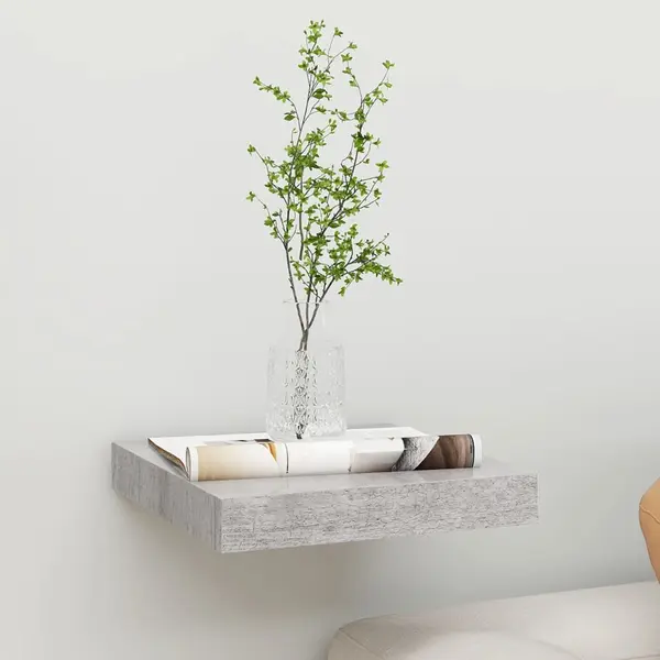 Gossi raft de perete suspendat, gri beton, 23x23,5x3,8 cm, mdf