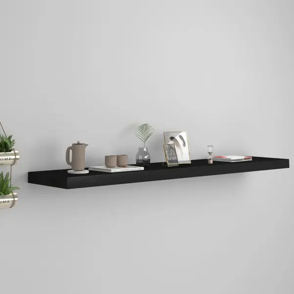 Gossi raft de perete suspendat, negru, 120x23,5x3,8 cm, mdf