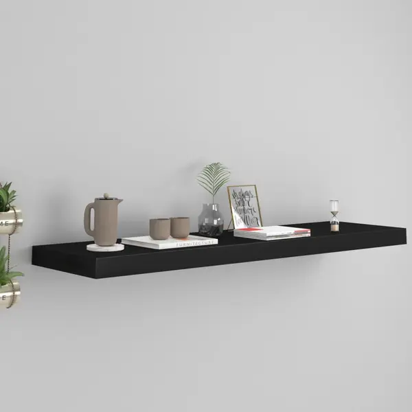 Gossi raft de perete suspendat, negru, 90x23,5x3,8 cm, mdf